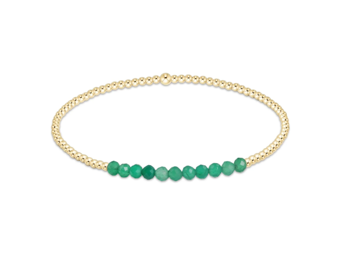 ENewton Gold Bliss 2mm Bead Bracelet - Green Onyx