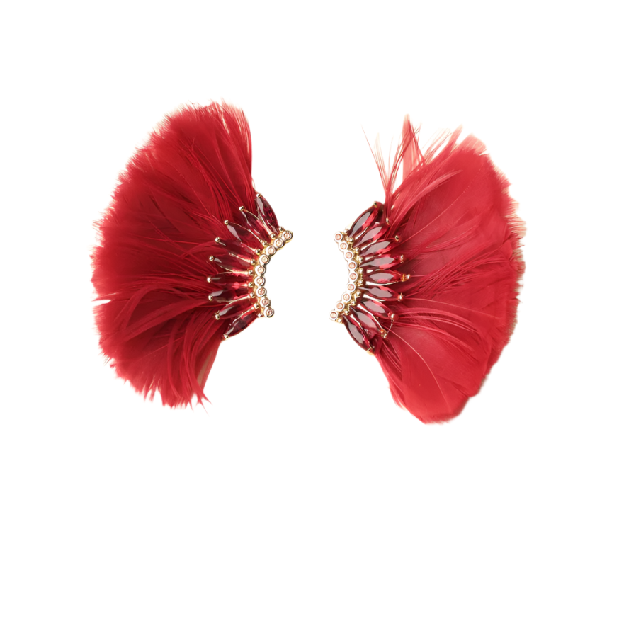 Mignonne Gavigan Luxe Mini Madeline Feather Earrings - Red