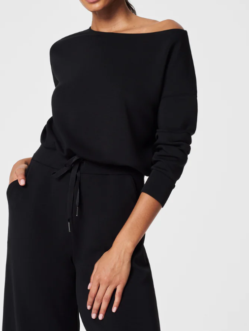 Spanx Airessentials Off Shoulder Jumpsuit - Very Black