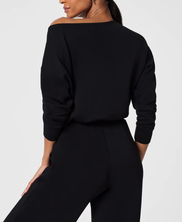 Spanx Airessentials Off Shoulder Jumpsuit - Very Black