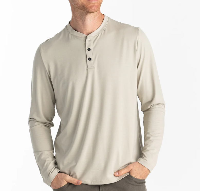 Free Fly Bamboo Flex Long Sleeve Henley - Sandstone