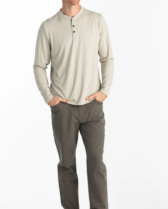 Free Fly Bamboo Flex Long Sleeve Henley - Sandstone