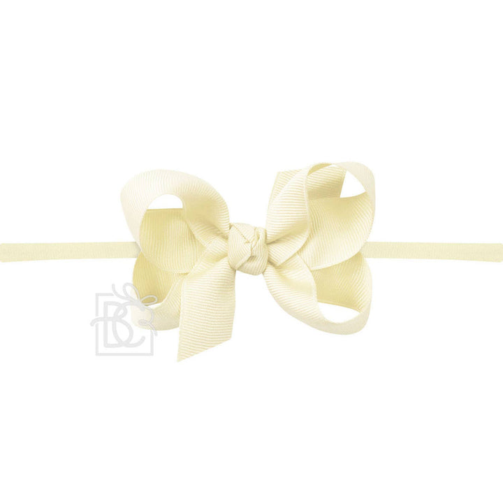 Pantyhose Headband with Signature Grosgrain Bow - Light Yellow