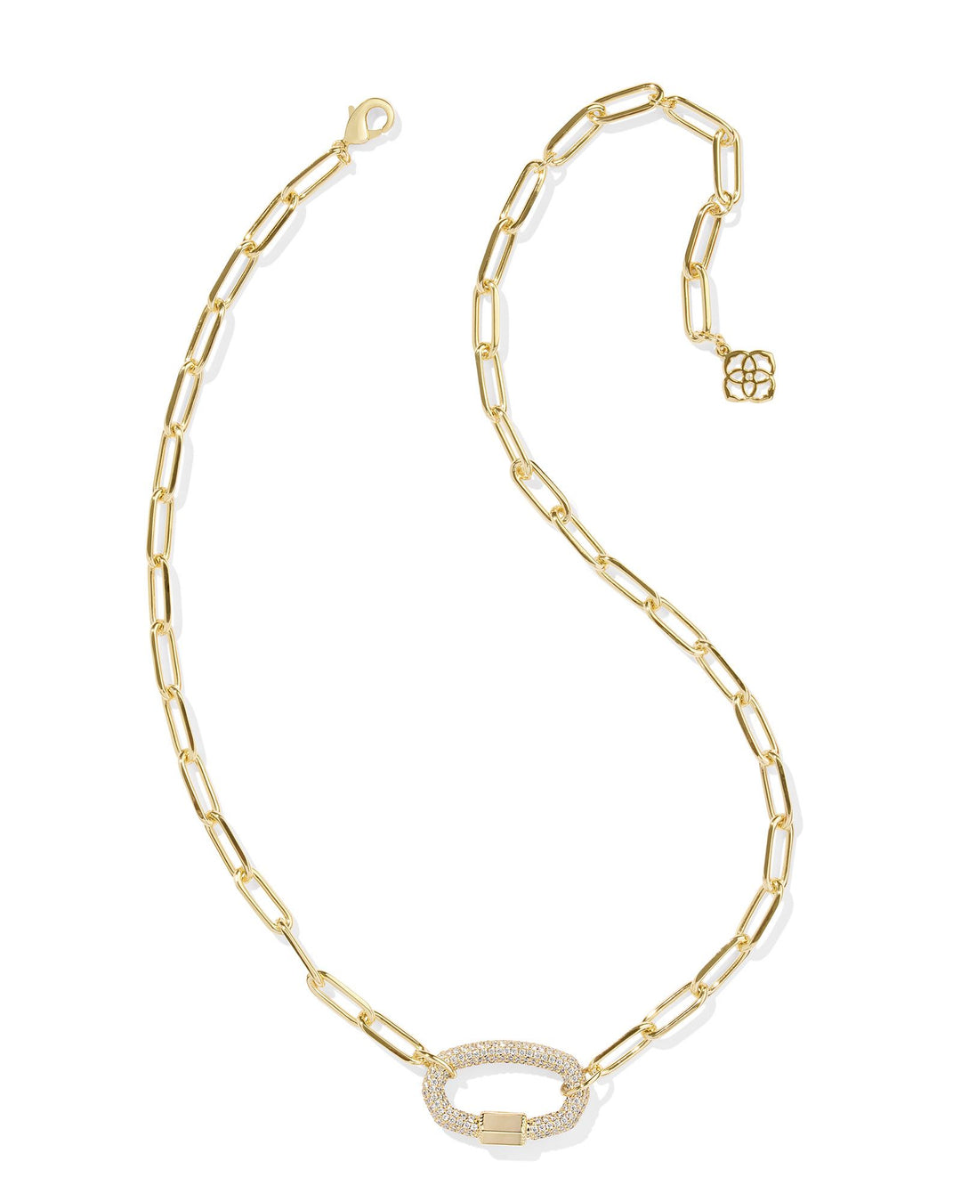 Kendra Scott Emery Link and Chain Necklace - Gold White Crystal