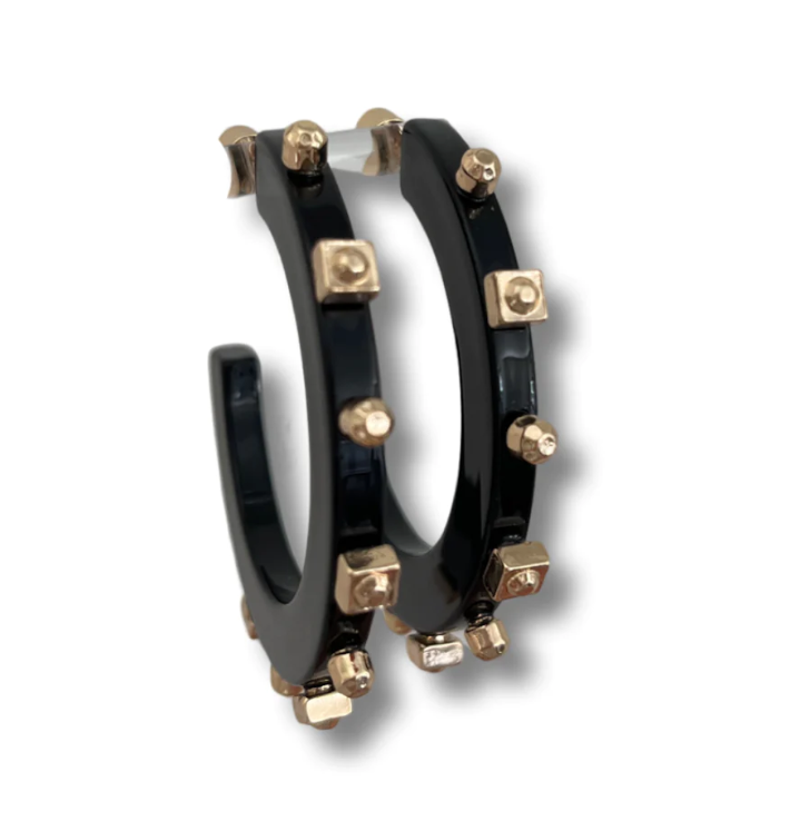 Solid Jewel Hoops - Black - Gabrielle's Biloxi