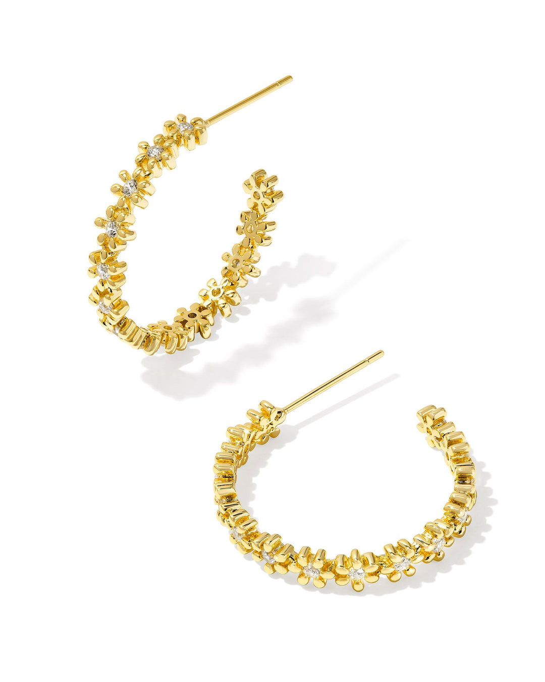 Kendra Scott Nydia Hoop Earrings Gold White Crystal