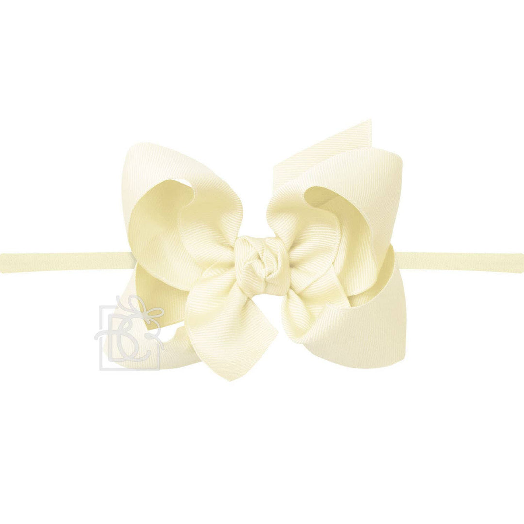 Pantyhose Headband with Signature Grosgrain Bow - Light Yellow