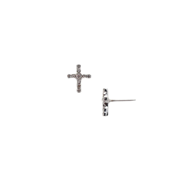 Sorrelli Miley Cross Stud Earrings - Palladium Crystal - Gabrielle's Biloxi