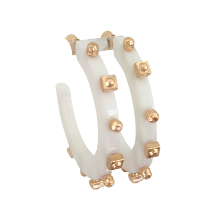 Solid Jewel Hoops - Stark White - Gabrielle's Biloxi