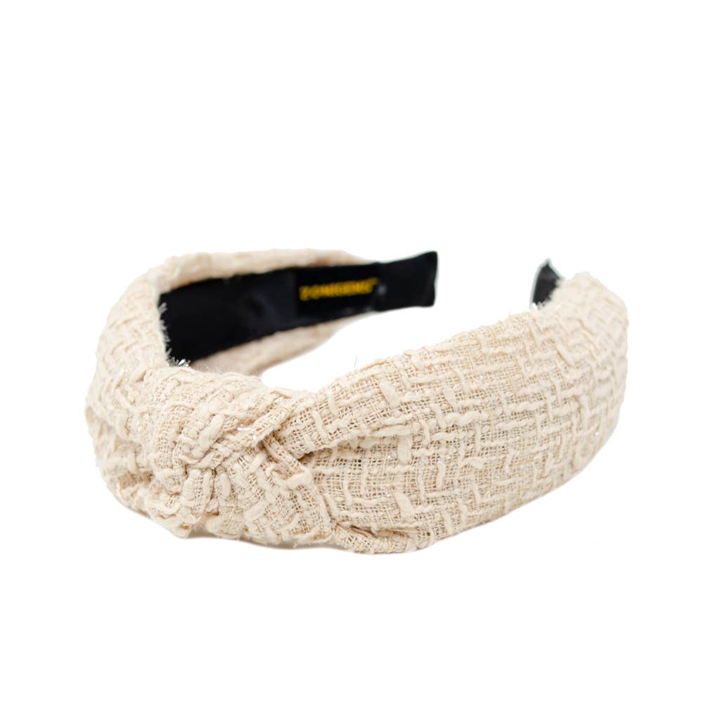 Solid Tweed Knot Headband - Creme - Gabrielle's Biloxi