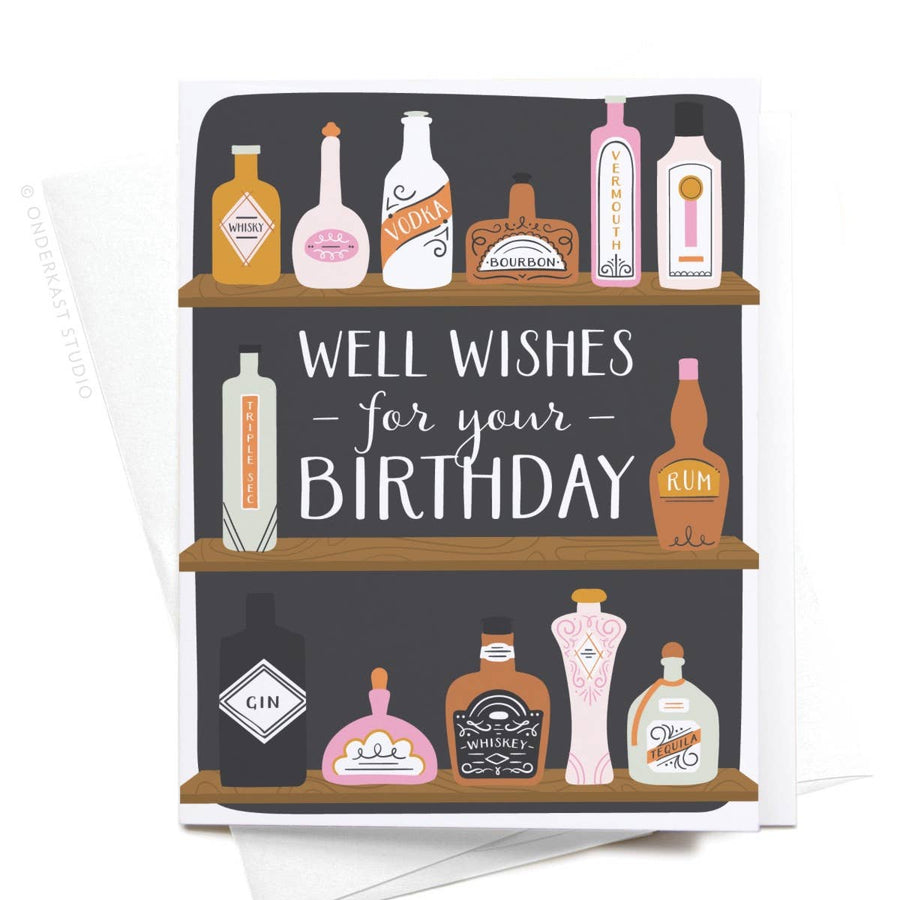 Well Wishes for Your Birthday Bar Shelves Greeting Card - Gabrielle's Biloxi