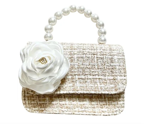 Tweed Peony City Bag - Ivory - Gabrielle's Biloxi