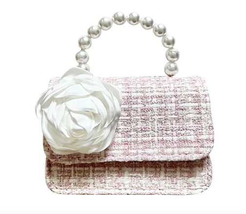 Tweed Peony City Bag - Pink - Gabrielle's Biloxi