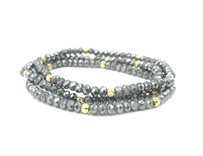 Stack Bracelet No. 05 Metallic Gray + Gold - Gabrielle's Biloxi